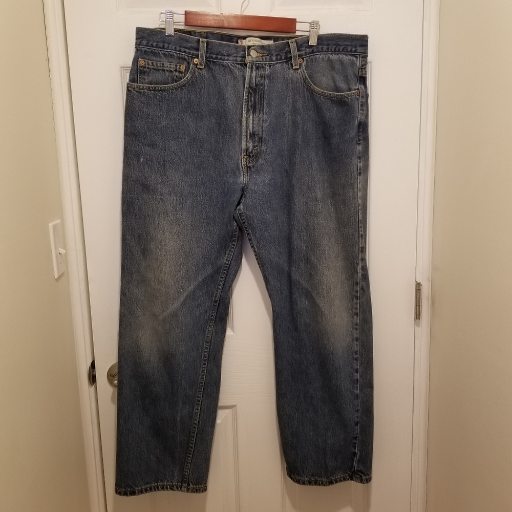 Levis 505 Men 40 x 29 Regular Fit Blue Jeans Denim